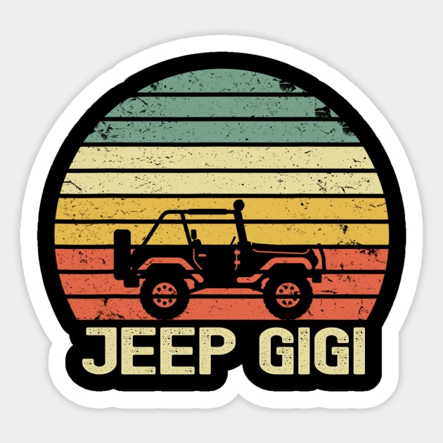 Jeep Gigi Vintage Jeep Retro Jeep Sunset Jeep Sticker by Liza Canida